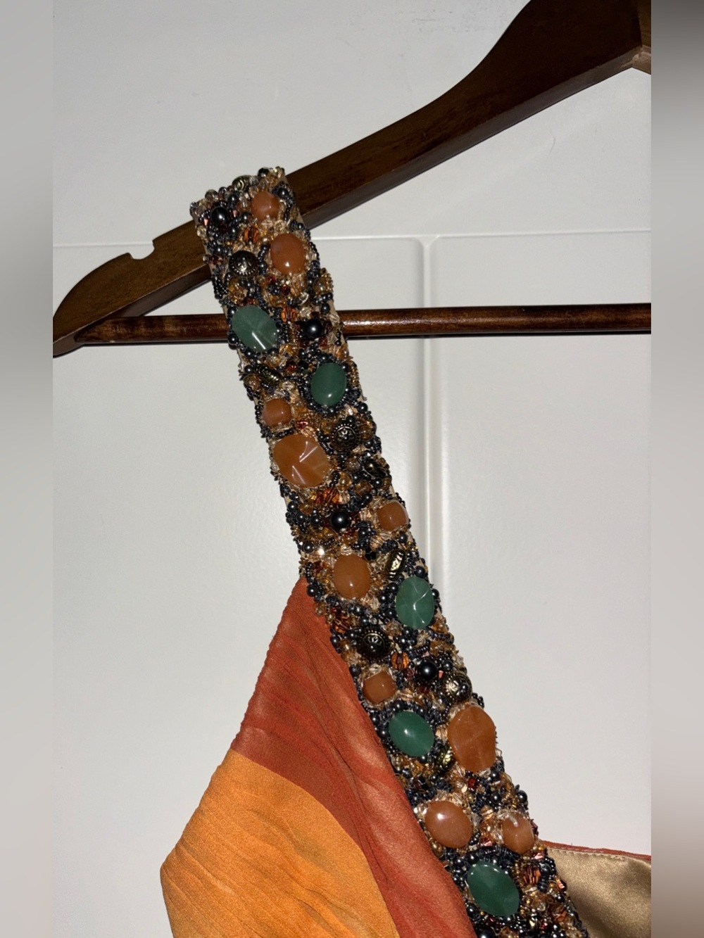 MANDALAY Privee Rainbow Stone Beaded Pleated Silk Elegant Cocktail Dress Women 6 - Picture 5 of 13